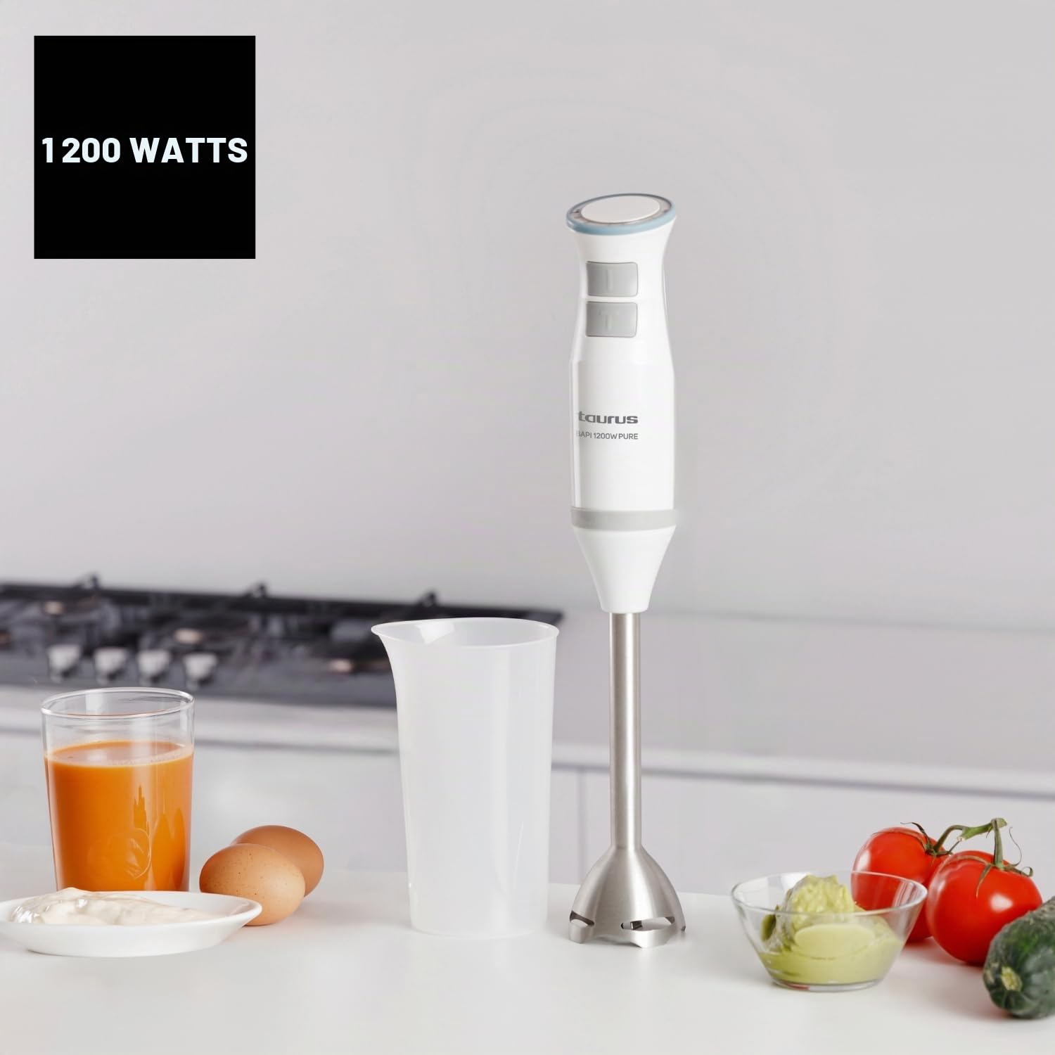 Taurus - Mixeur Plongeant Pure | 1200W | Régulateur de Puissance & Turbo | Design Ergonomique | Pied & Lames Inox | Anti-éclaboussures | Kit Accessoires | Compatible Lave-vaisselle