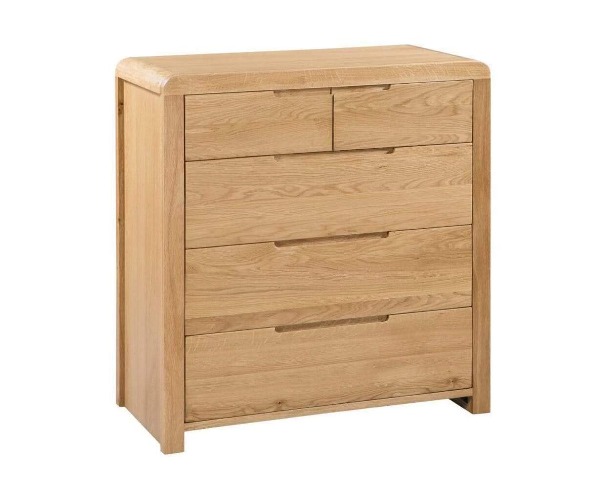 Julian Bowen Curve 3+2 Drawer Chest, Oak