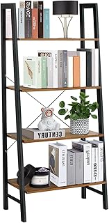 Ladder Shelf 4-Tier Bookshelf Storage Rack Shelves Ladder Shelf Bookcase Black Plant Stand Display Stand Storage for Home, Office, Living Room, Bedroom,Kitchen