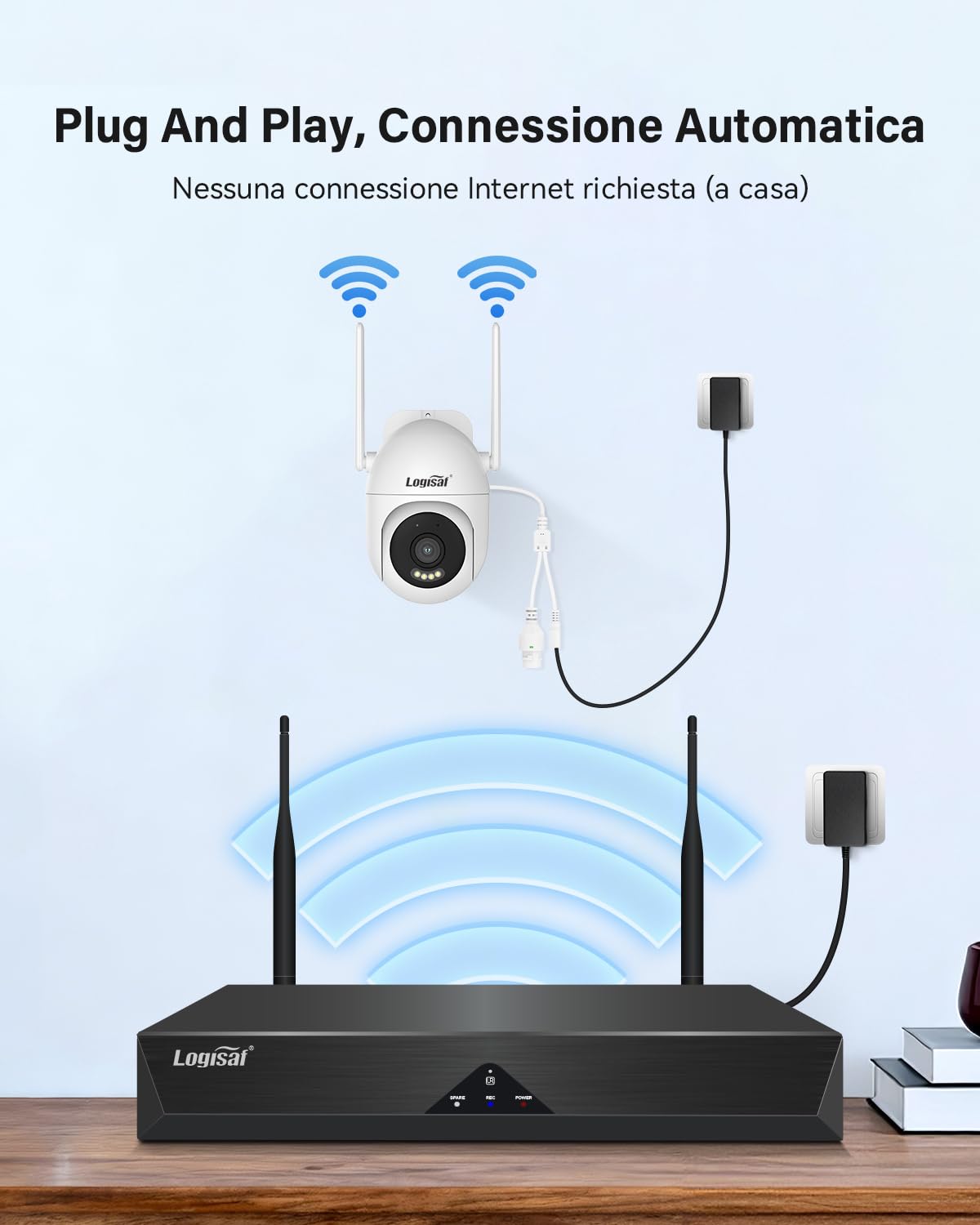 5MP PTZ Kit Telecamere WiFi Esterne, 10CH Videosorveglianza | 4X5MP Telecamera e 1TB HDD NVR, Registrazione 24/7, Tracciamento Automatico, Visione Notturna a Colori, Audio Bidirezionale