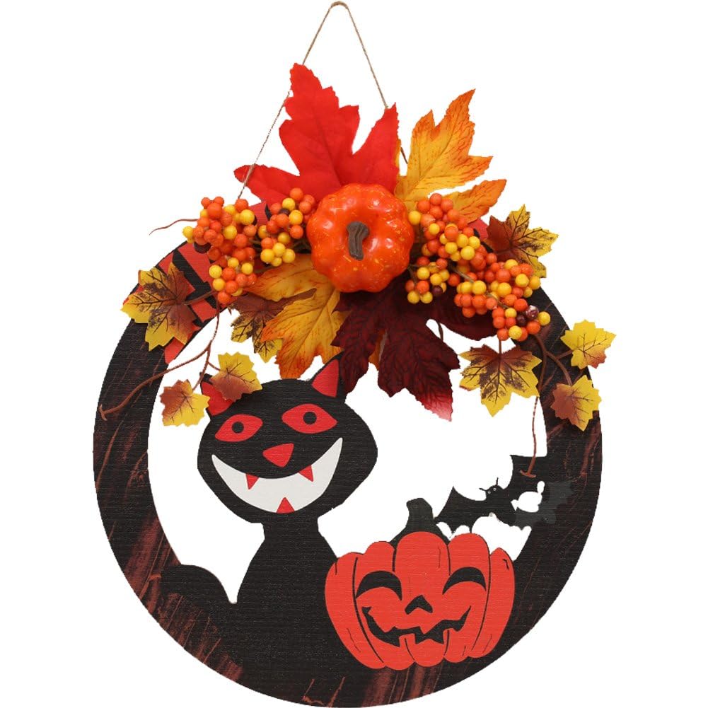 Couronne d'Halloween pour porte d'entrée et déco d'automne chaleureuse