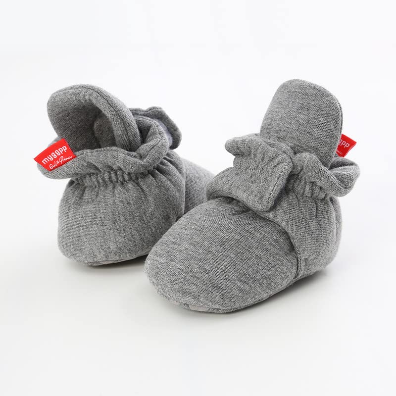 QIETION Newborn Baby Boys Girls Soft Fleece Booties Warm Slippers First Walkers Cozy Winter Sock Shoes Infant Crib Booties with Non Skid Bottom 0-18Month4