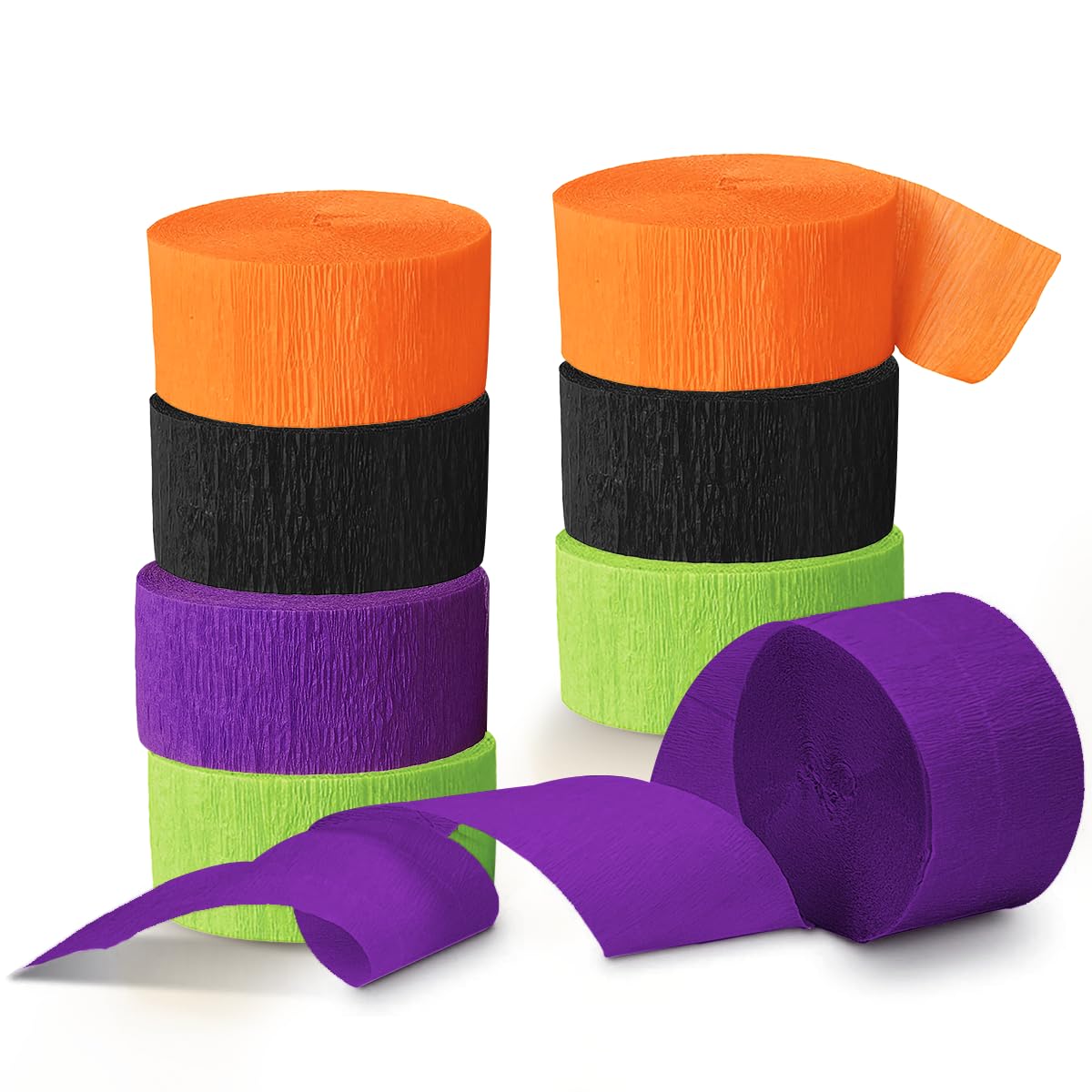 NICROLANDEE Halloween Crepe Paper Streamers - Black & Orange, 82ft Long, 8 Rolls for Halloween Theme Horror Party, Birthday & Home Party Backdrop