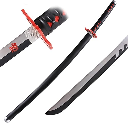 Vista 55 de Bowen - Espada de anime Demon Slayer, Tanjirou Rengoku Samurai, 40.5 pulgadas de acero al carbono real Espada Inosuke 2 piezas