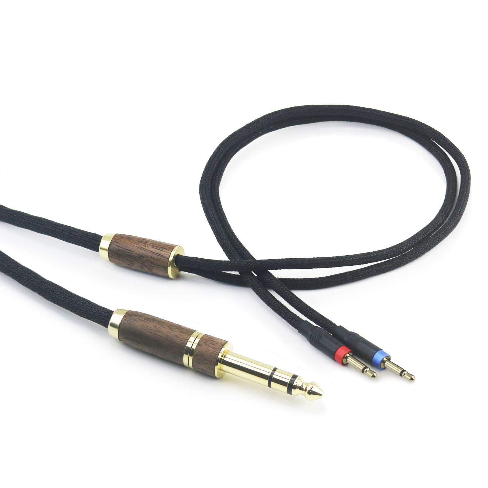 6N OCC rame placcato argento cavo audio di aggiornamento maschio da 3,5 mm e adattatore da 6,3 mm per Monolith M1060, M1060C, M565, M565, per cuffie AudioQuest NightHawk in legno di noce (2 x 2,5 mm)