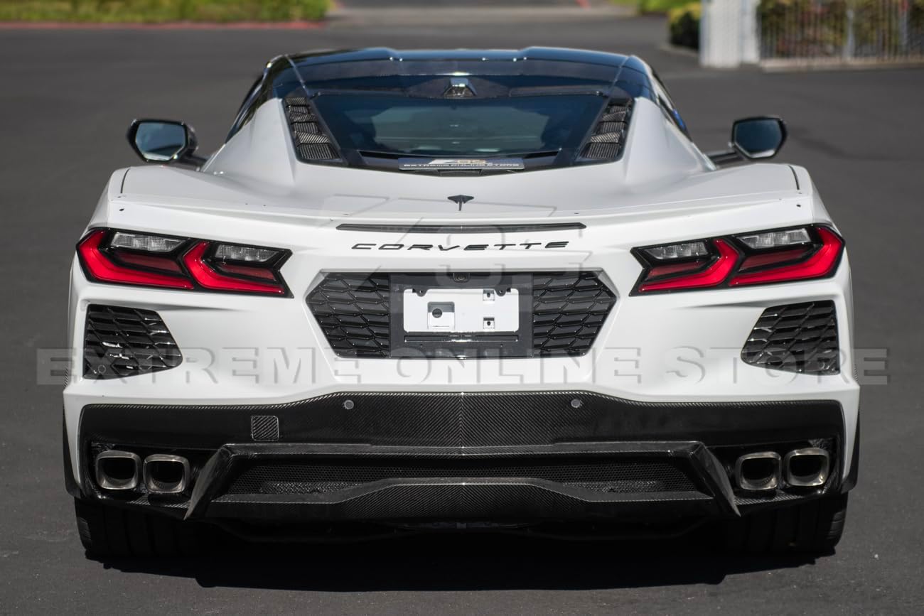 Replacement for 2020-Present Chevrolet Corvette C8 Base Models | Z06 Performance Inspired Style ABS Plastic - Painted Carbon Flash Metallic Rear License Plate Frame Backing Cover