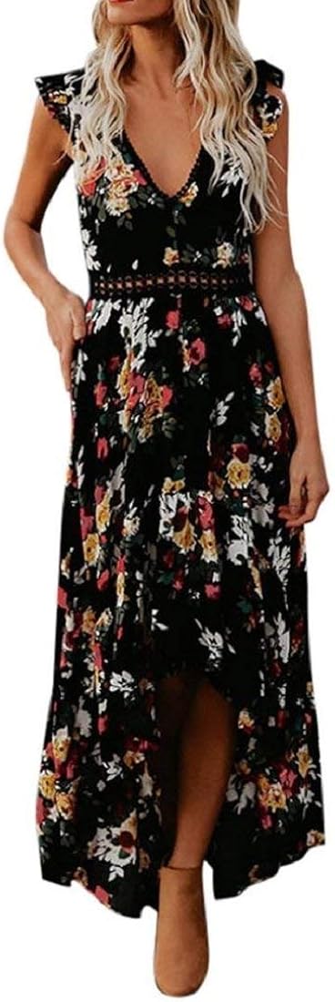 Mieuid Blumenkleider Sommerkleid Damen Kleider Chic Sommer Frauen Kleid Blumen Tiefem V ...