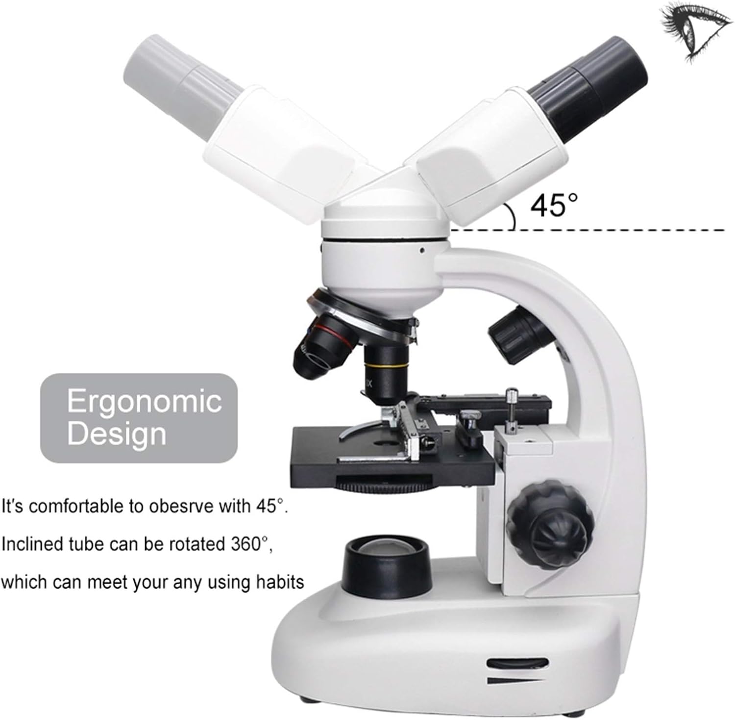 Microscopes for Kids Students Adults Binocular Biological Microscope 40X-1600X with 360 Degree Rotatable Head Optical Illuminated Microscope for School Laboratory Home Educatio