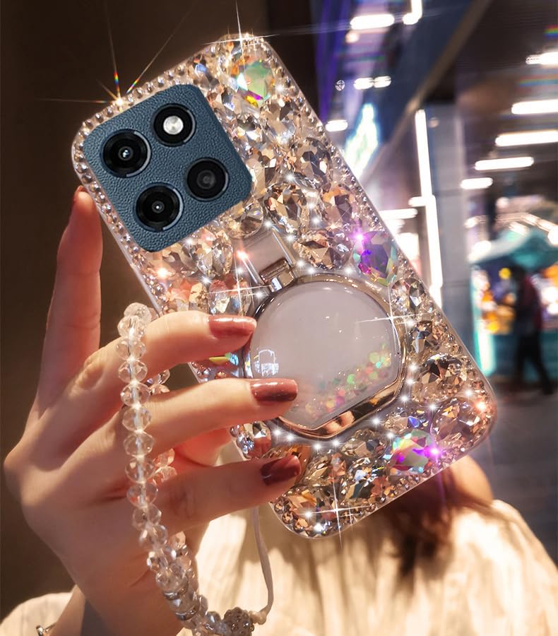 SupShop for Moto G Stylus 5G 2025 Bling Case Luxury for Women Girls Design Cute Shine Sparkly Glitter Diamond Gemstone Stand Handmade Phone Cover with
