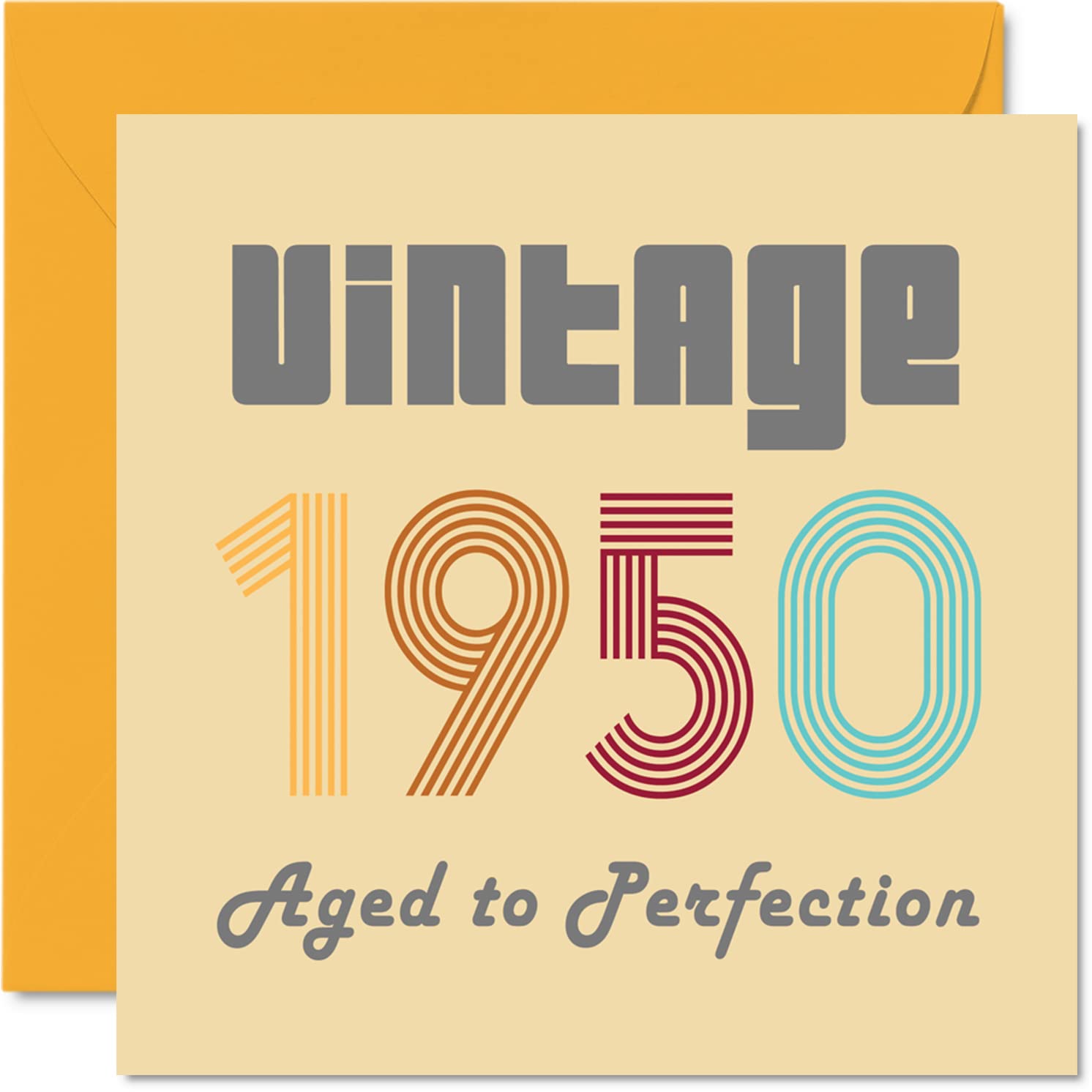 76th Birthday Cards for Men Women - Vintage 1950 Aged To Perfection - 76 Birthday Card Funny for Her Him, 145mm Greeting Cards Mum Dad Grandad Grandpa Grandma Nanny