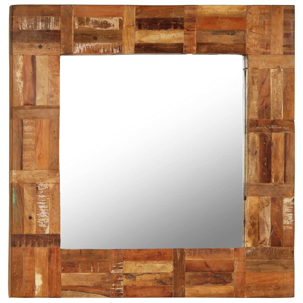 vidaXL Espejo Pared Madera Maciza 60x60cm Mueble Decoración Adorno Salón Hogar