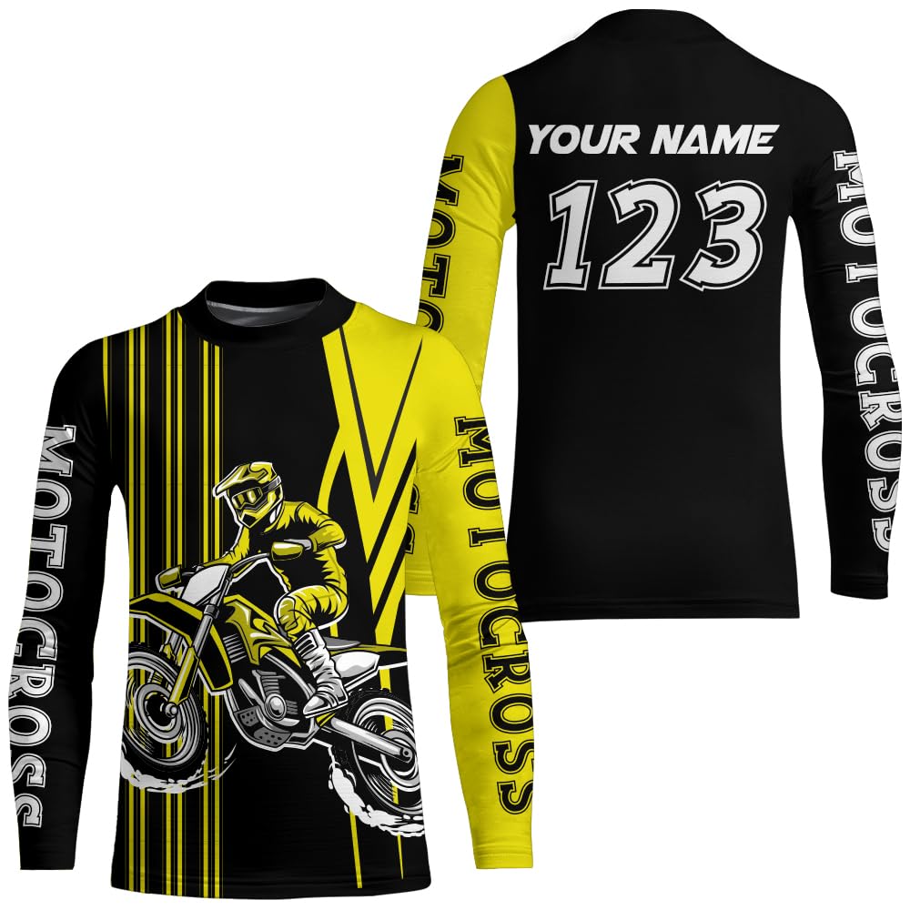 PIONAMZIOZ Custom Motocross Jersey Kids Adult Upf30+ Dirt Bike Jersey Youth Off-Road MX Jersey Men Women Racing Jersey (US, Alpha, Small, 5X-Large, Regular, Regular, Yellow)