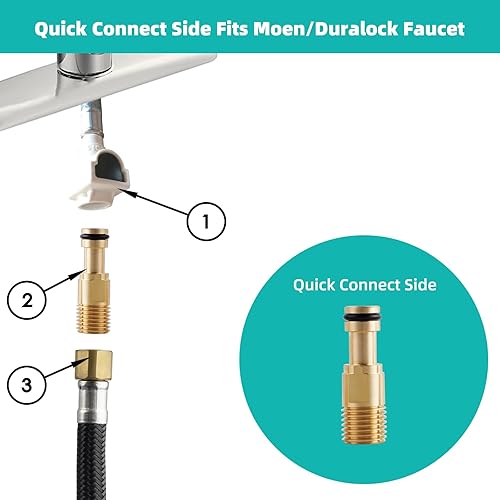 Miniatura 10 de Hygie Rinse Pulverizador lateral para fregadero de cocina con conector lateral rápido compatible con el rociador de grifo Moen, accesorio rociador