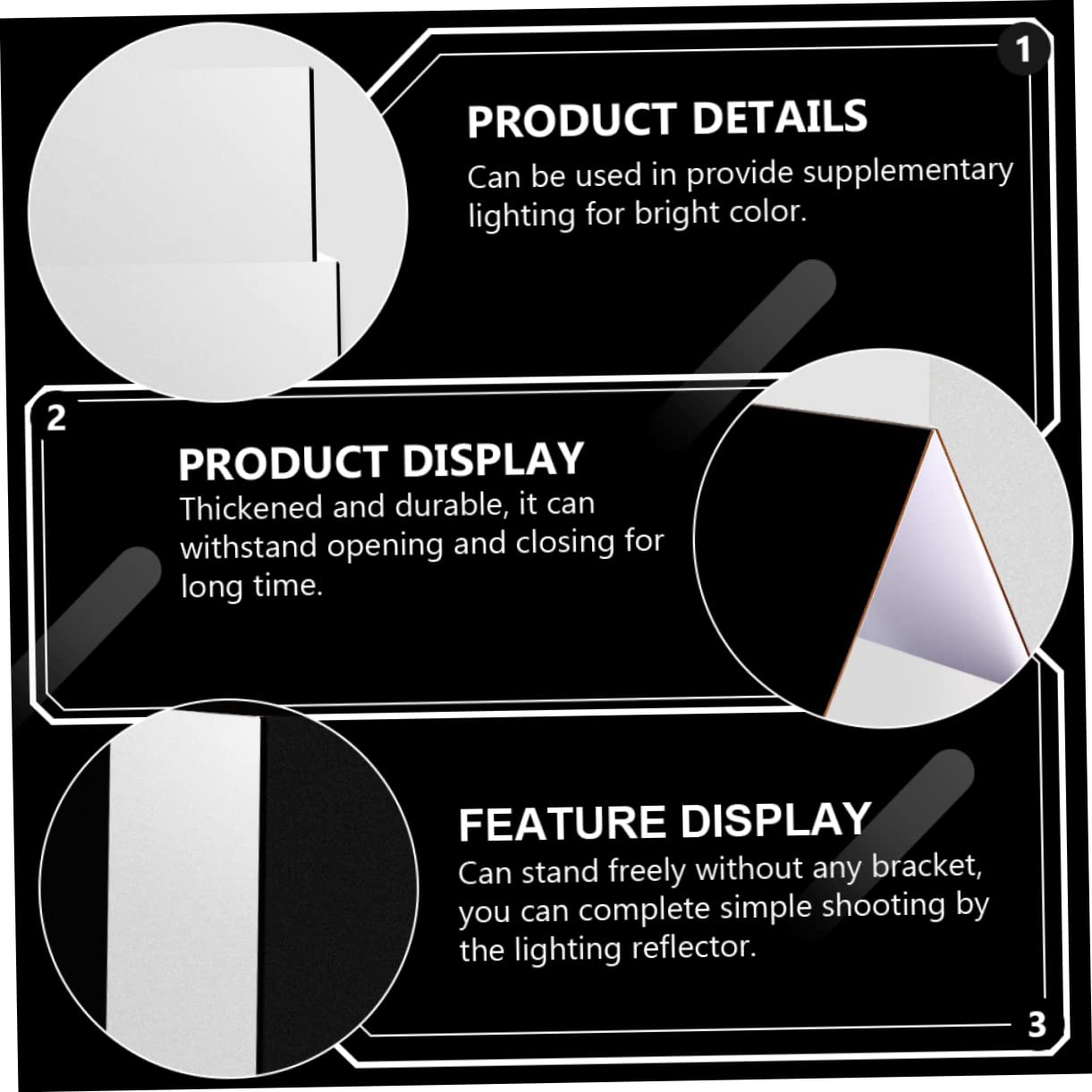 SHINEOFI Tablero Reflexivo de Fotografía Plegable de Cartón Engrosado para Fotógrafos Profesionales y Entusiastas, Escenario de Fotografía Portátil para Estudio y Objetos Estáticos
