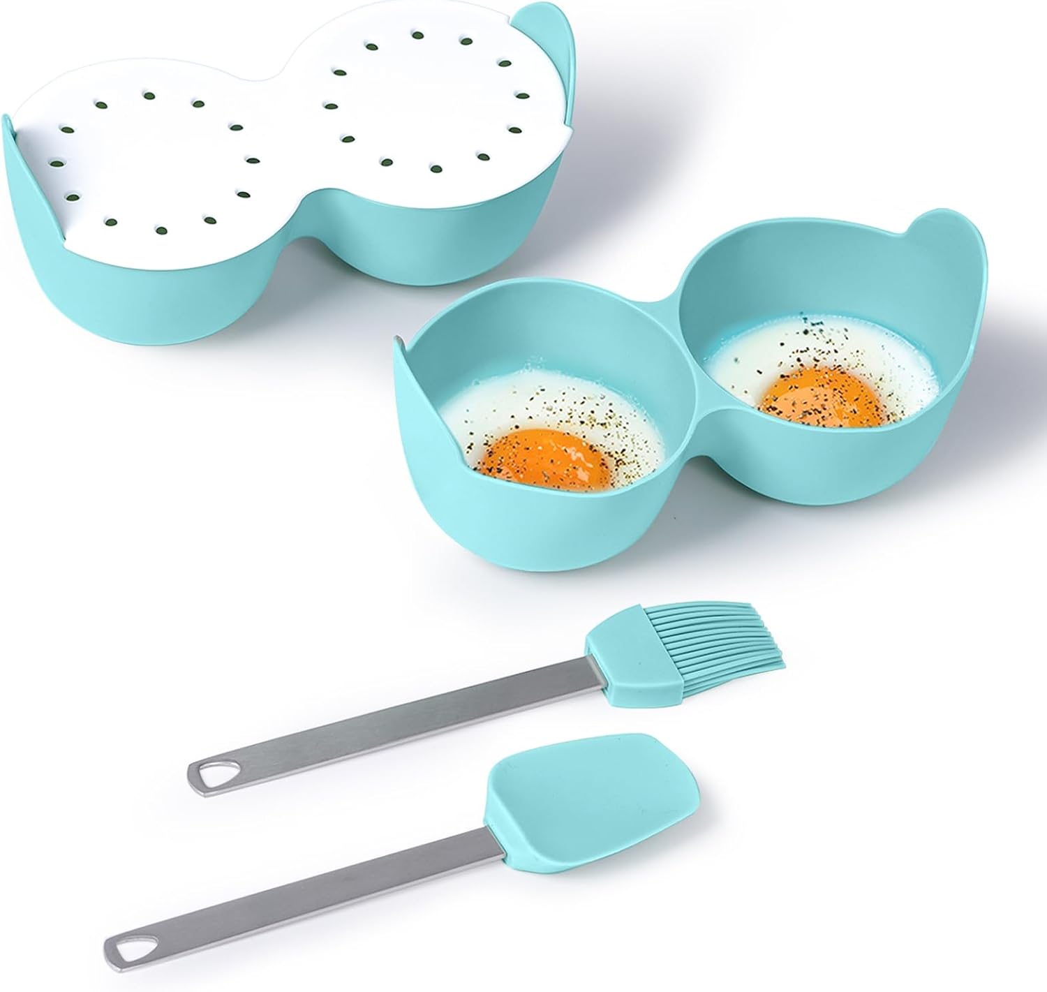 Egg Poacher, Silicone Egg Poaching Cups with Ring Standers