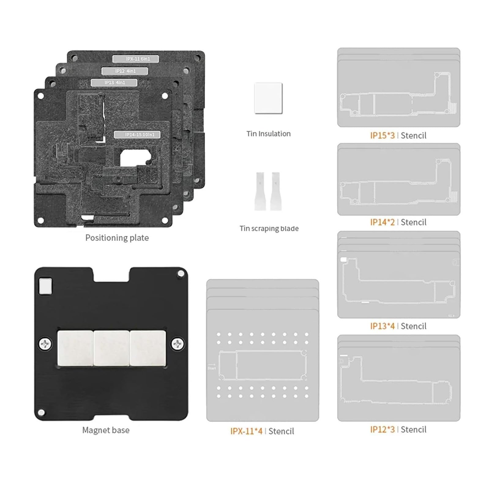 Piattaforma Reballing del Telaio Centrale della Scheda Madre, Strumento di Riparazione del Telefono Cellulare 24 in 1 con Forte Assorbimento Magnetico, Deflettore della Scheda