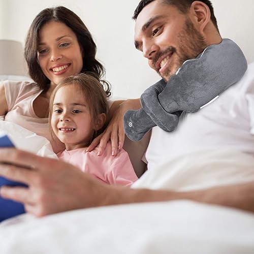 Miniatura 6 de Almohada para el cuello, almohada de viaje inalámbrica para masaje de vibración, suave al tacto, transpirable, soporte para la cabeza para sofá de