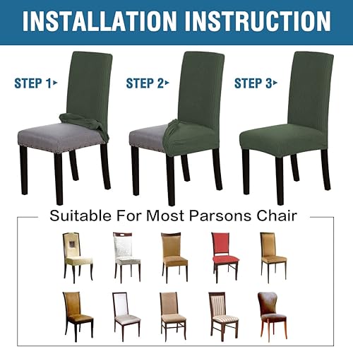 Miniatura 10 de H.VERSAILTEX Juego de 2 fundas elásticas para sillas de comedor, fundas protectoras para sillas de comedor, fundas protectoras para sillas de