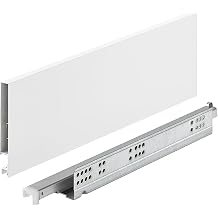 Brixwell QHJW-010 Drawer Set, Hafele Matrix Box Slim A, 128 mm Drawer Height 17 11/16" 450 mm 17 11/16" 17 11/16" 450 mm Nominal Length; White White, Drawer Sides Powder Coated; Slides Galvanized