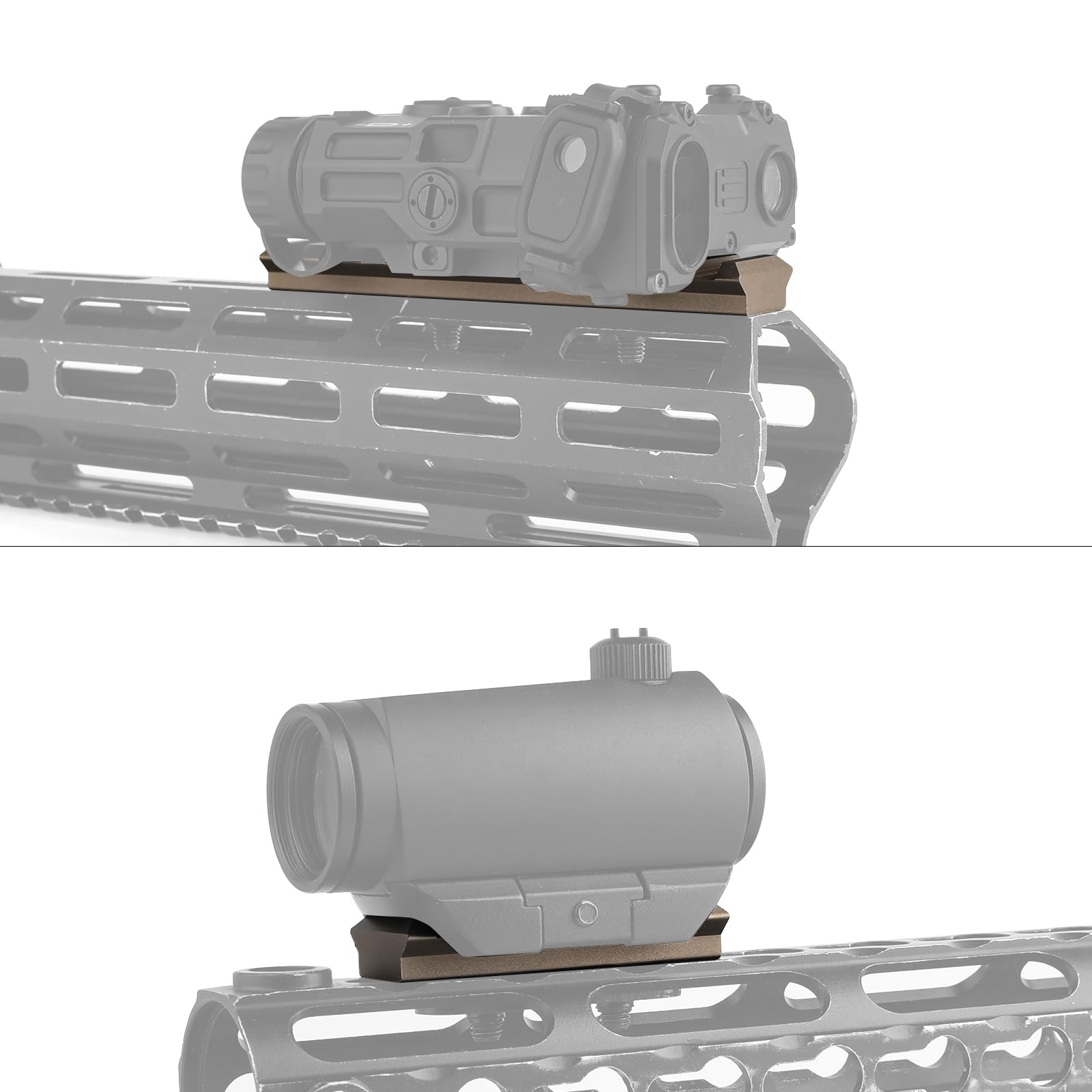 Tattico 3Pcs Picatinny Rail Alluminio Supporto Accessorio Mlok/Keymod Marrone