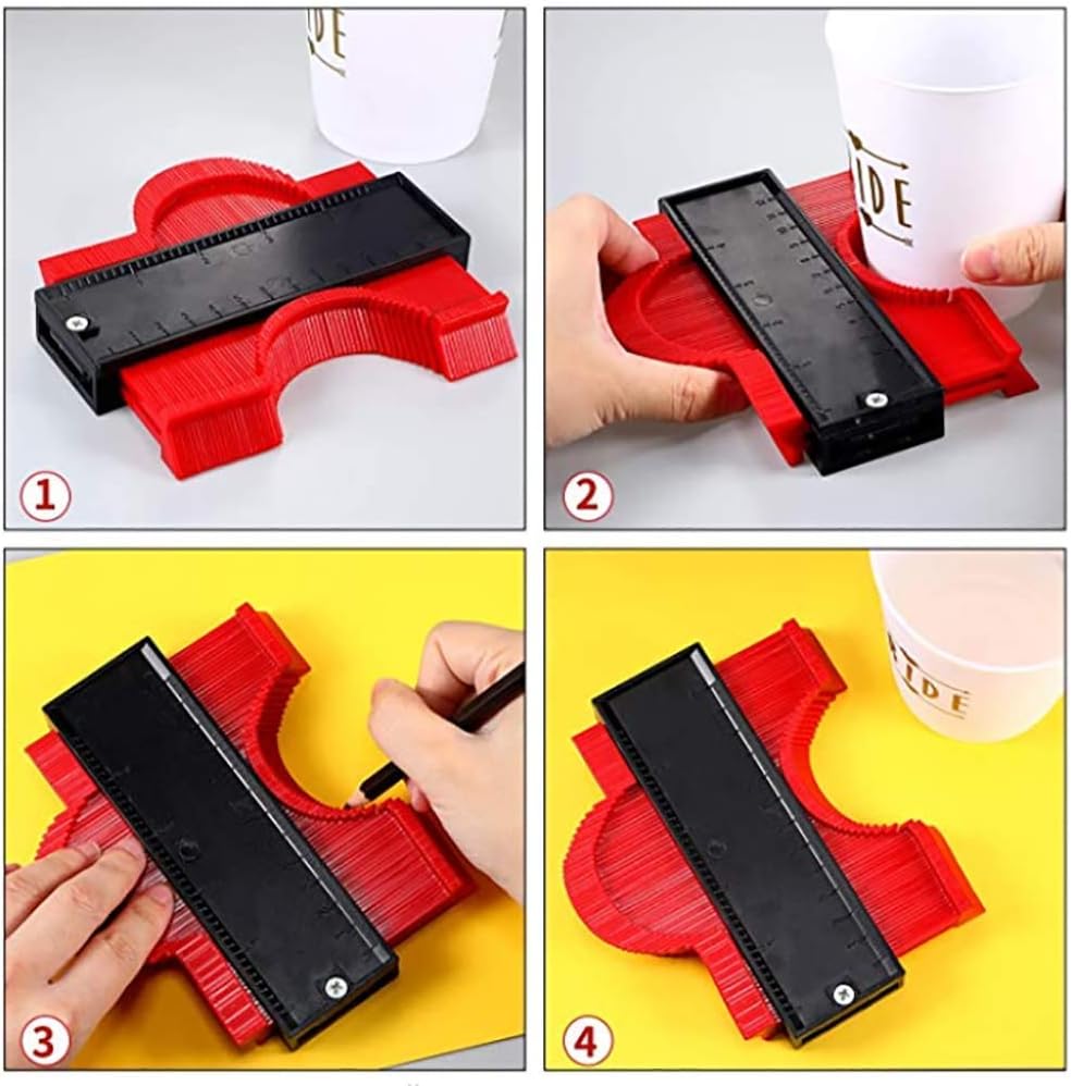 3 Pieces Contour Gauge Duplicator Plastic Contour Gauge Profile Multi-functional Shaping Measure Ruler for Precise Measurement Tiling Laminate Wood Marking Tool (5 Inch, 10 Inch, Assorted Color)