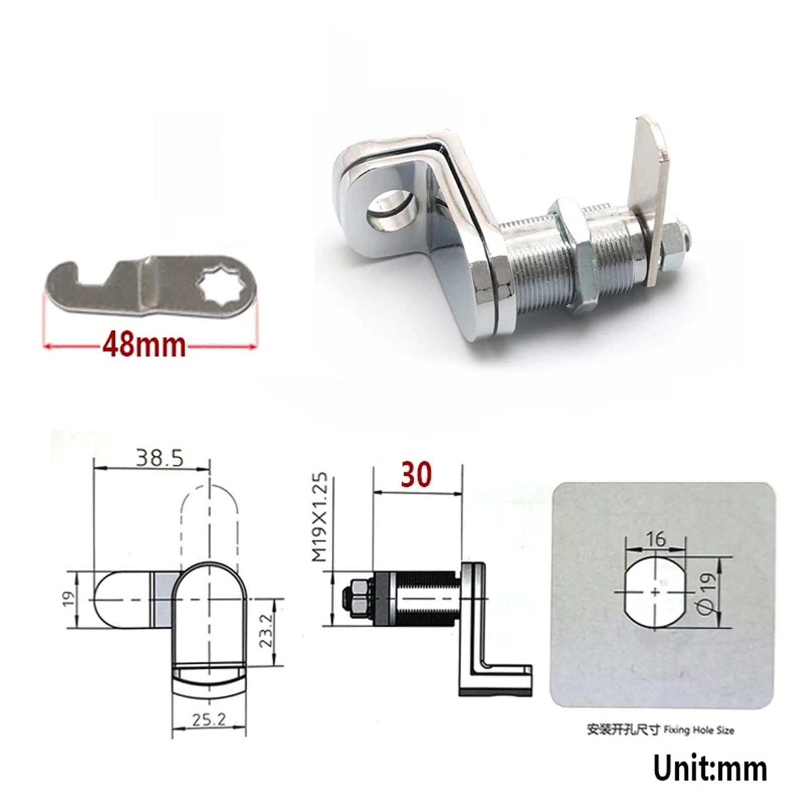 FJSUGAOW Cabinet Cam Lock Use Padlock for Locker Mailbox Storage Box Electronical Cabinet Wardrobe MS579 I 1Pcs (Color : Mirror 30mm)