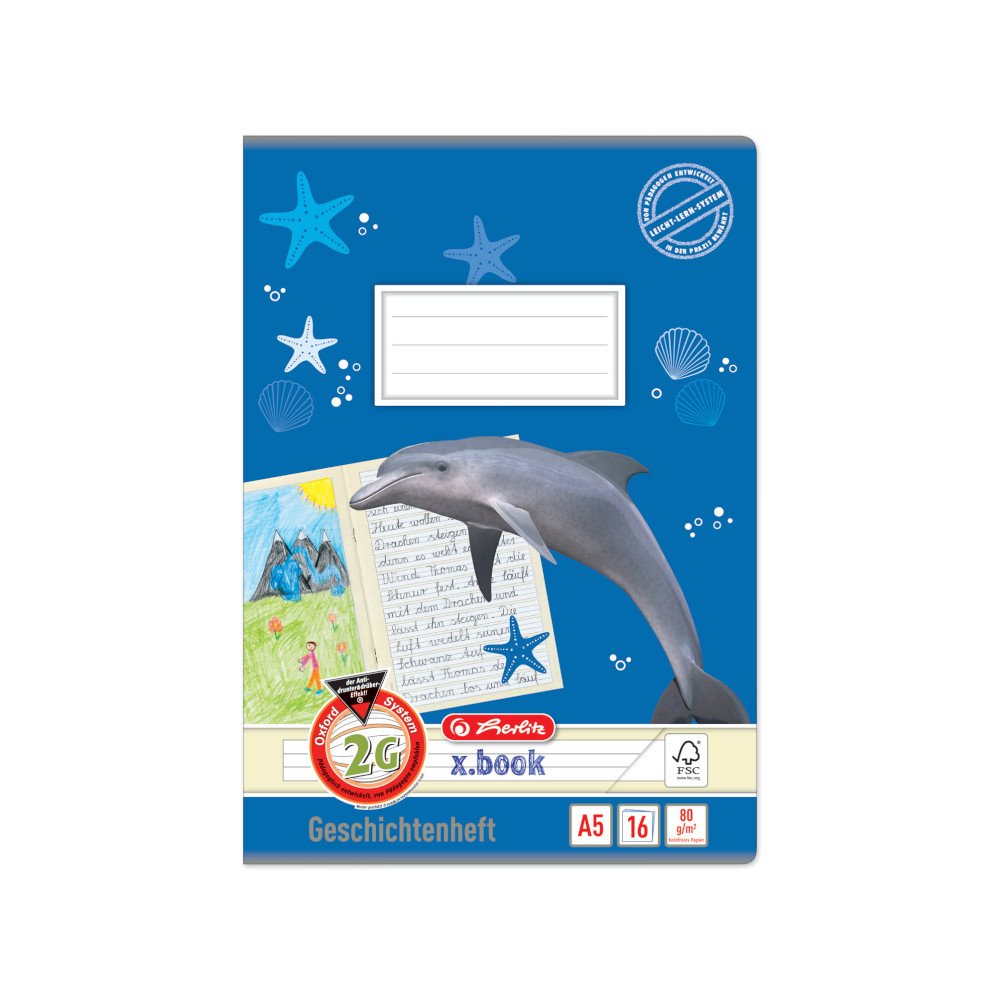 Herlitz Geschichtenheft x.book A5, Lineatur 2G, 2. Klasse, 16 Blatt, 10 Stück