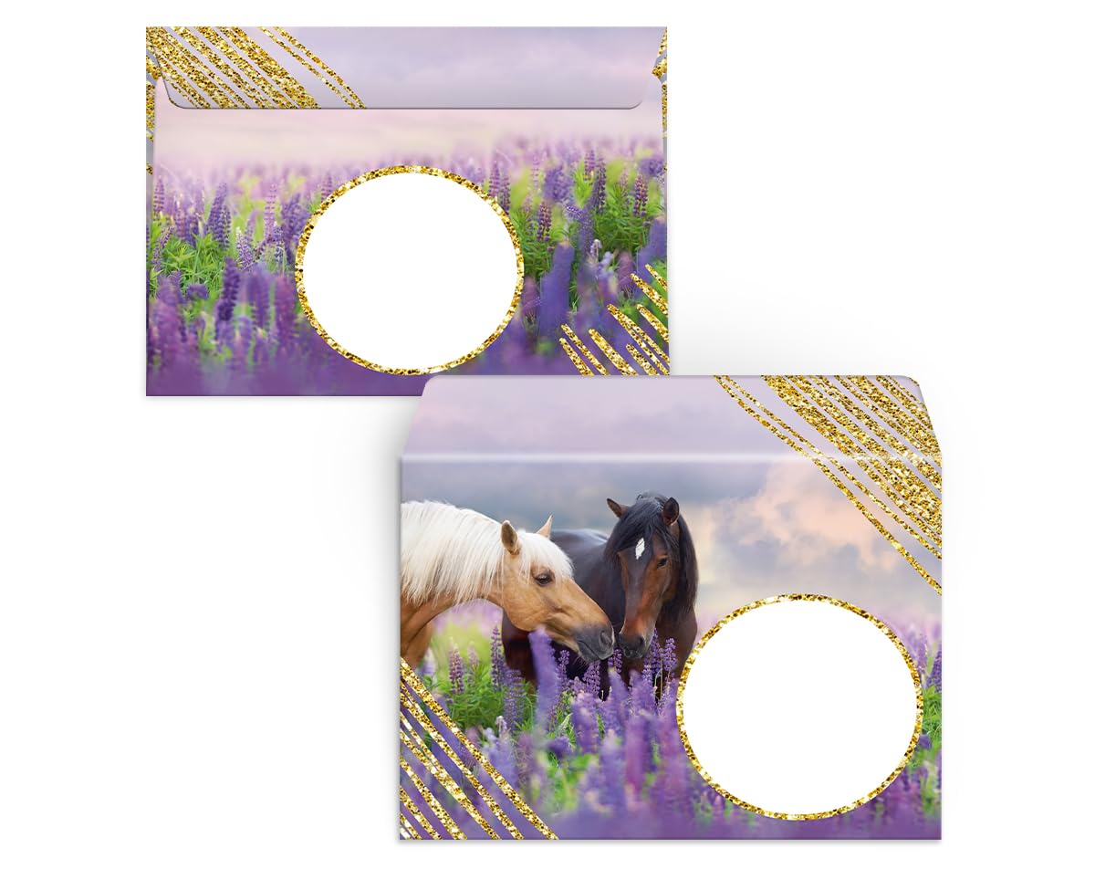 Lot De Papier à Lettre Avec Enveloppes Pour Filles - Motif Chevaux - Bloc A5 Ligné + 15 Enveloppes - Idéal Pour Enfants