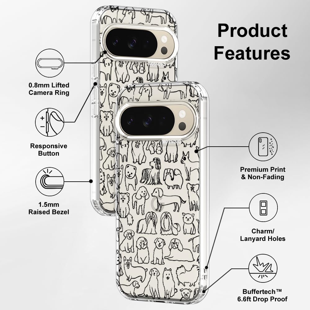 MOSNOVO Case for Google Pixel 10 & Pixel 10 Pro, [Buffertech 6.6ft Military-Grade Drop Protection] [Anti Peel Off Tech] Clear TPU Bumper Phone Case Cover Design - Cute Cherry — view 662