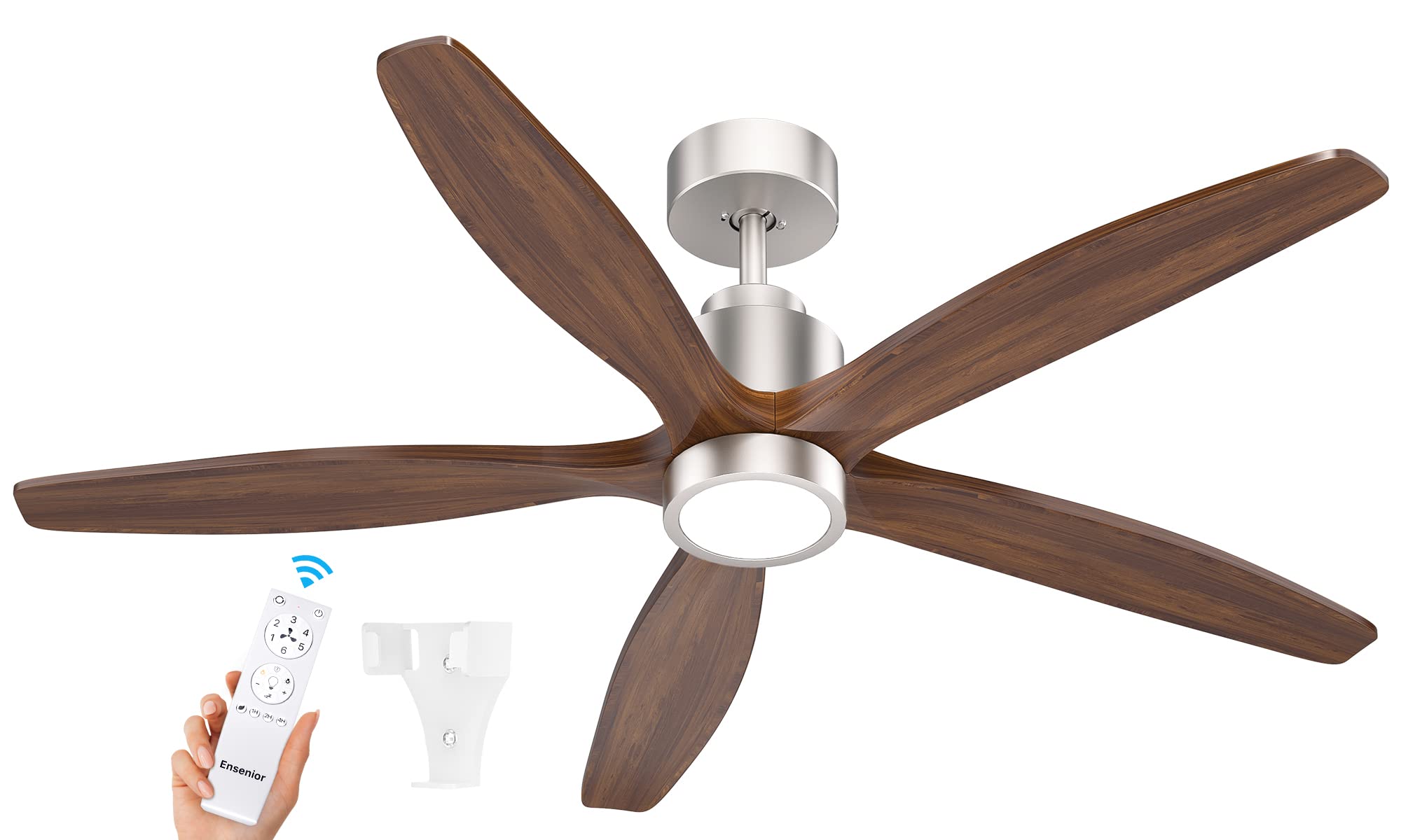 Ensenior 52” Ceiling Fan with Light Remote Control, 5CCT selectable