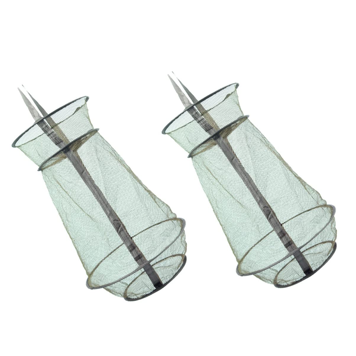 BESTonZON 1set Mesh Fishing Trap Nets with Drawstring Lightweight Fish Cage for Fishing Supplies and Reservoirs Durable Quick Drying Material Prevents Fish Escape 2pcs