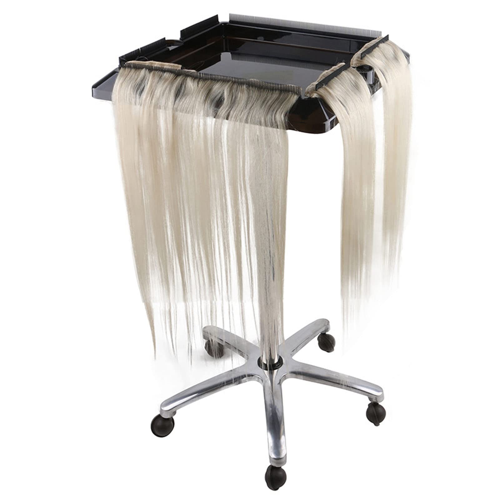 Carrello per Parrucchiere Professionale - Altezza Regolabile per Parrucche e Estensione dei Capelli Con Portautensili