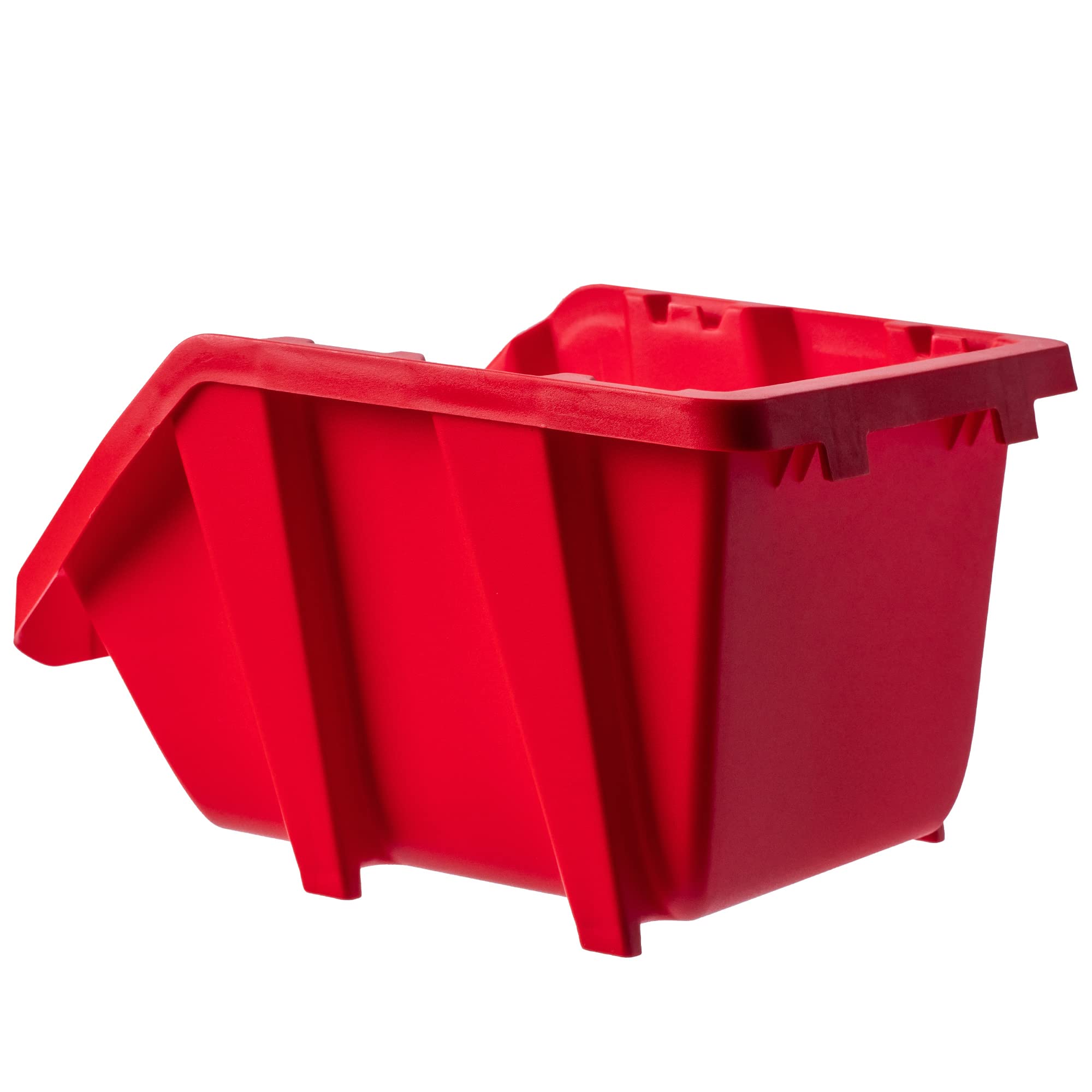 KADAX Caja apilable para taller, pequeña caja clasificadora de plástico PP, en diferentes tamaños y colores, cajas de almacenamiento para pared de herramientas (rojo, 20 unidades, 272 x 238 mm)
