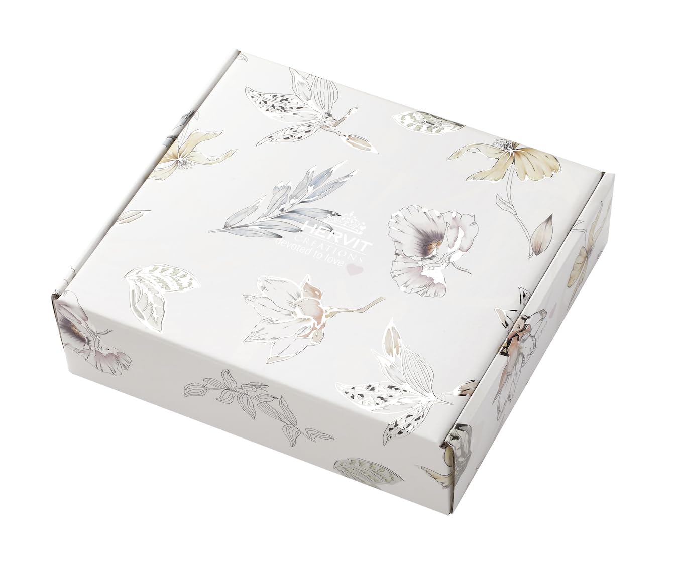 Hervit Set 3 Contenitori in Porcellana con Roselline e Coperchio Salva Freschezza - Contenitori Cibo da Freezer e Frigo - Barattoli Porta alimenti - Differenti Misure - Scatola Regalo - cod.28000