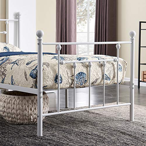 Vecelo Classic Style Bed Frame Metal Platform Mattress Foundation For Kids Girls Boys Adults,No Box Spring Needed With Steel Headboard & Footboard,Twin Size #TOP5