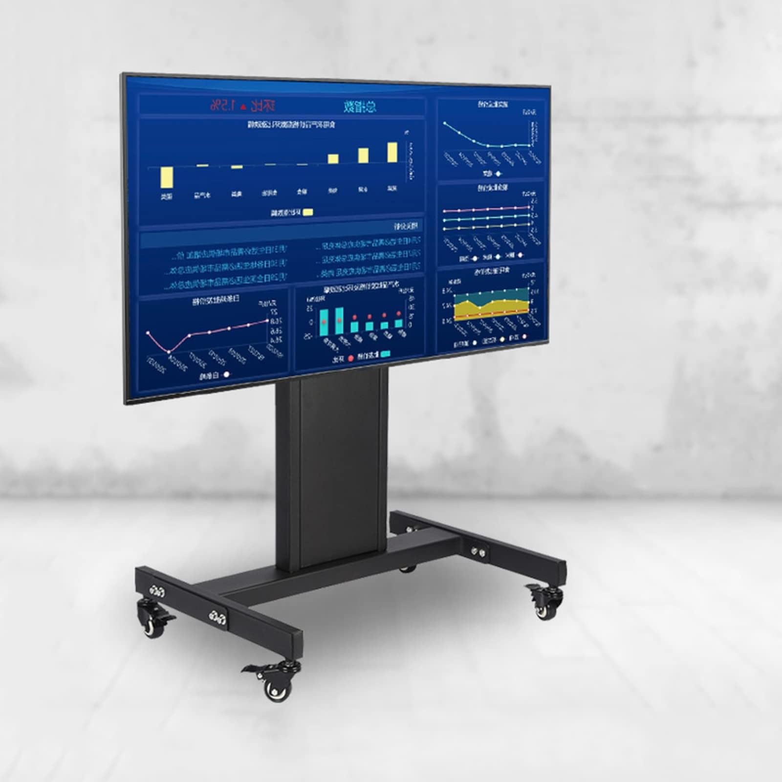 HPTHLY Lcd Tv 360 Degree Rotating Frame Floor Stand - Low Height Mobile Tv Stand For 32-65 Inch Tvs, Height Adjustable Mobile Tv Cart With Locking Wheels And Tilt Mount, For Home Off