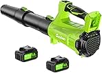 Electric Leaf Blower Cordless with 2 3.0Ah Battery and Charger, 2 Speed Mode 650CFM 280MPH Patio Tools with 2 Tubes, 20V Battery Powered Leaf Cleaner Handheld Blowers for Lawn Care, Dust, Leaves, Yard