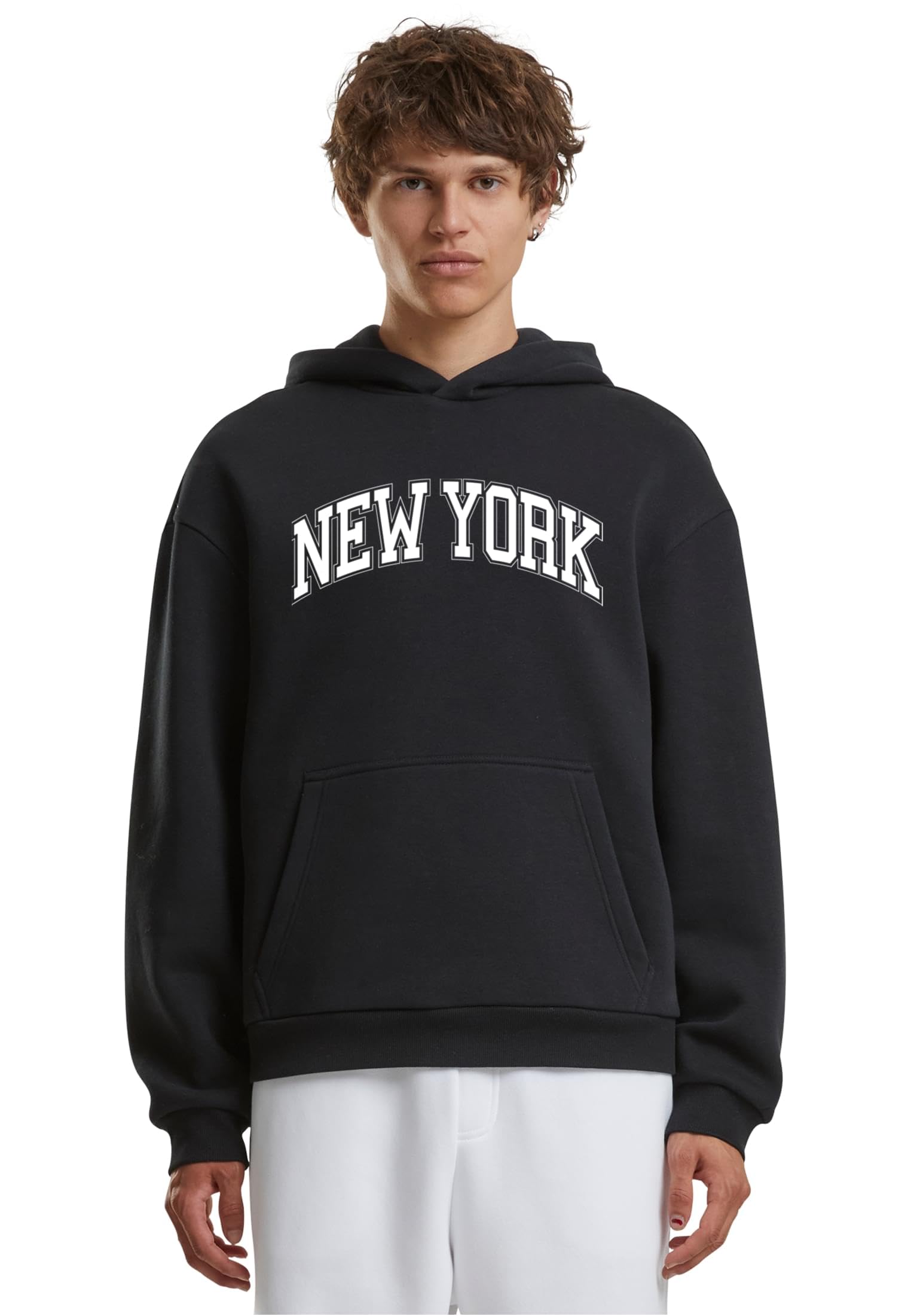Mister Tee Men's Noir Hooded Sweatshirt New York Fluffy