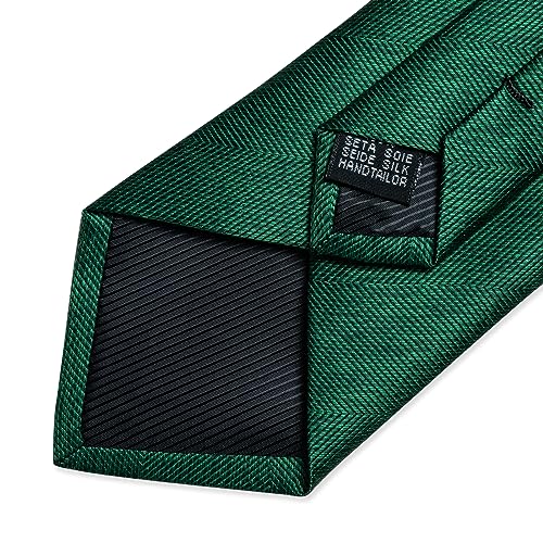 Image of DiBanGu Mens Silk Necktie Solid Color Tie and Pocket Square Cufflink Tie Clip Set Woven Plain Ties for Men Wedding Party