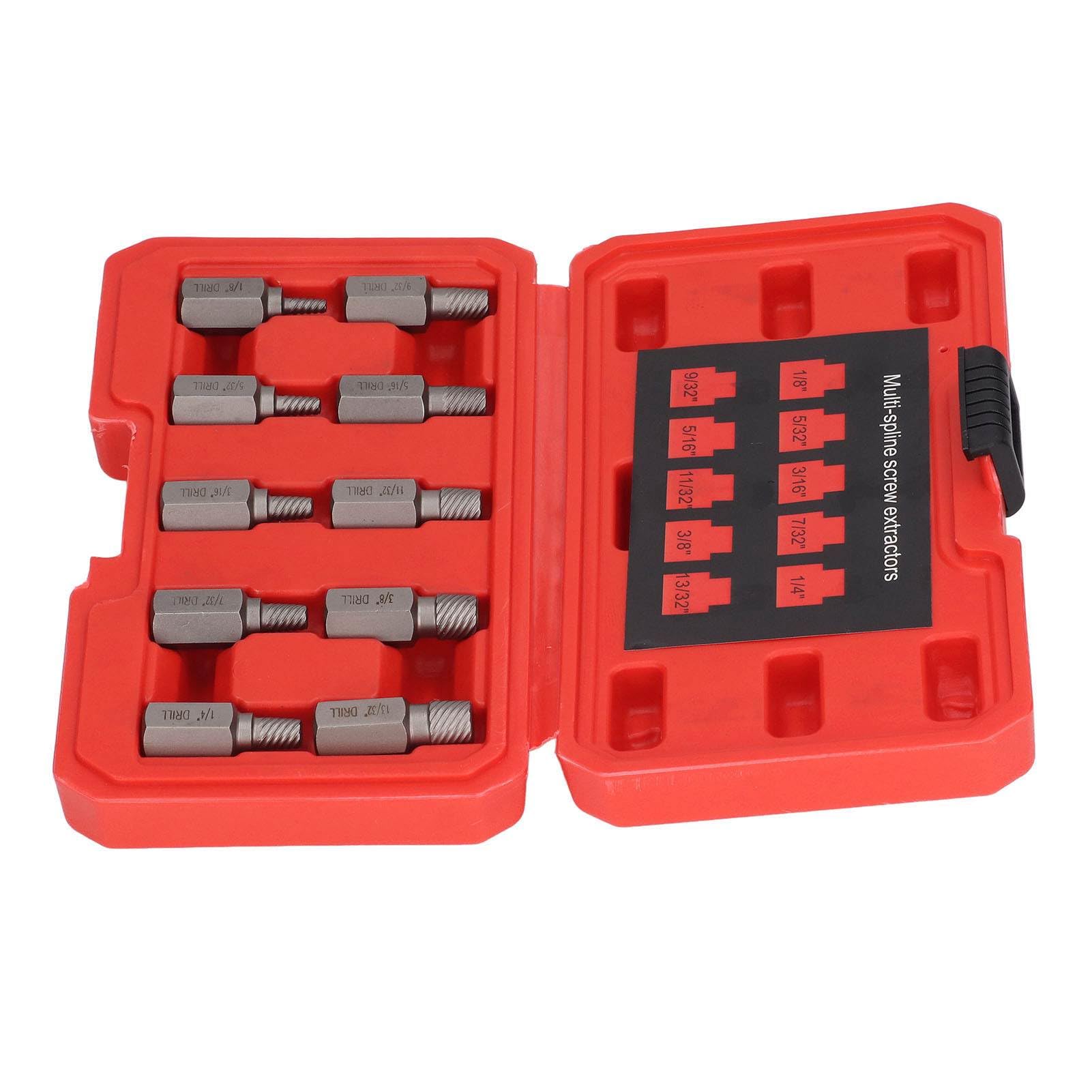 Professional Screw Extractor Set - 10PCS Hex Head Multi Spline Broken Screws Removal Tool with Left Spiral Design