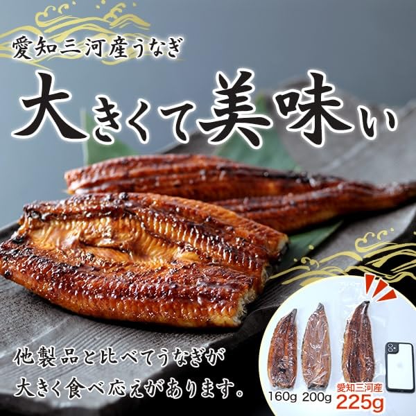 Amazon.co.jp: 正規品 国産 超特大うなぎ蒲焼(225g×2尾) 愛知三河一色