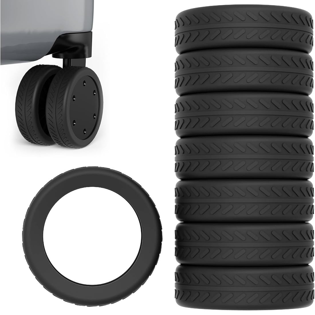 8 Pezzi Protezione Ruote Valigia In Silicone - Copricerchi Antigraffio E Antirumore Per Bagagli - Foto 12