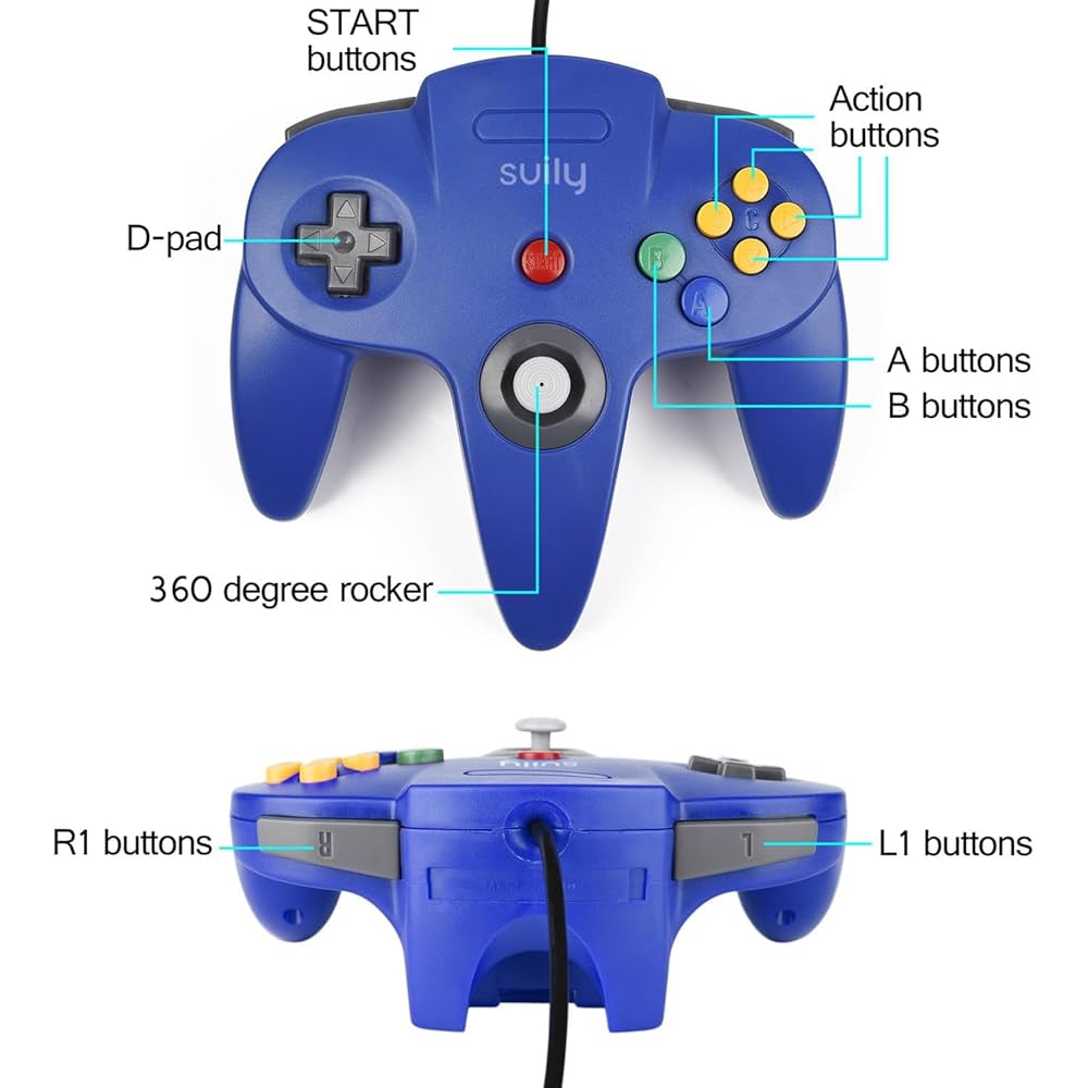 NINTENDO 64 ソフト　コントローラ　セット Amazon.com: XINHONGRY 2 Pack N64 Controller, Classic Retro