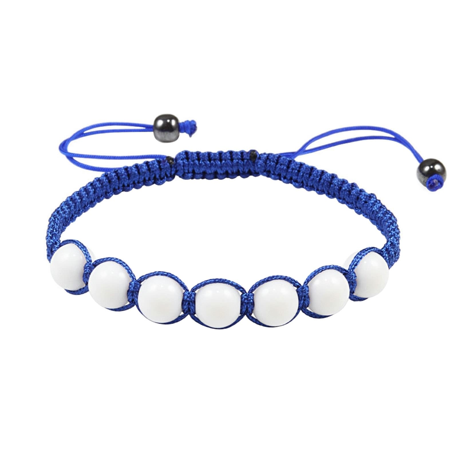Armband-Perlen, Kristallperlen-Armbänder, Natursteine, weiß, rund, geflochten, elastisch, 17 cm x 7 mm, für Hochzeit