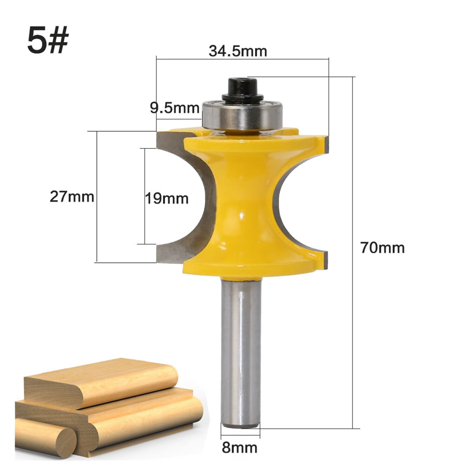 5 sztuk 8mm z końcówką trzpieniową Bullnose frez do drewna Bit węglika wolframu Box Router Bit frez do drewna