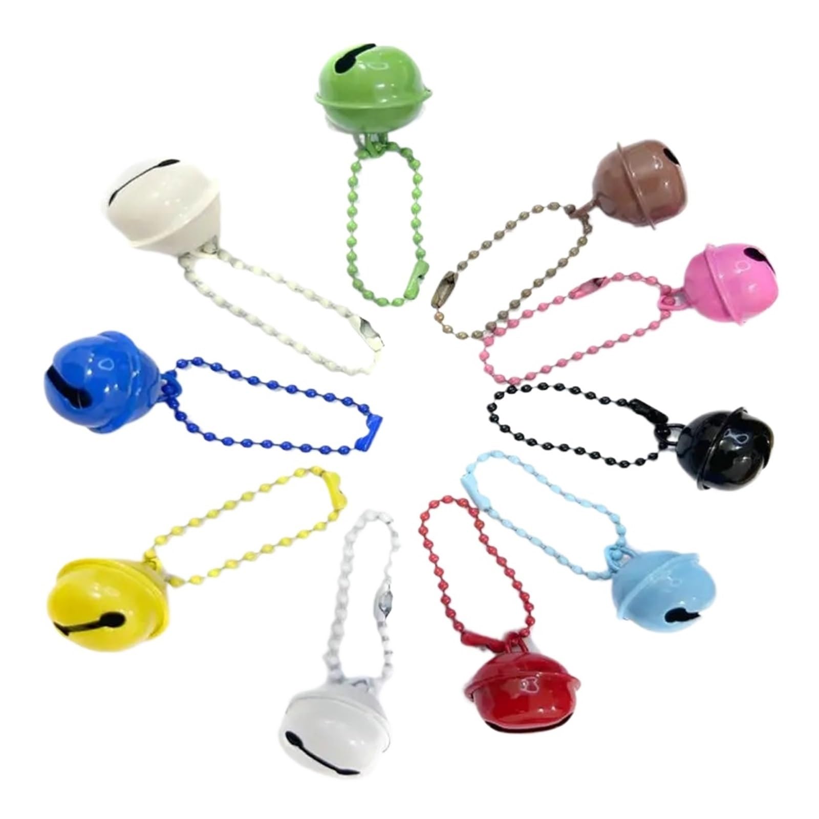 Christmas Bells 50pcs Bead Chain Bell Keychain Pendant Diy Colorful For Suitcase Box Bag for Christmas Decor