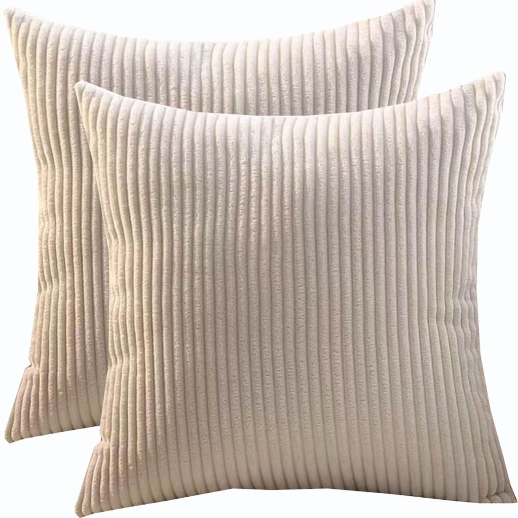 SWJ-swjssb Super King Size Pillow Cases 80x80 70x70 Cm, Set Of 2 Square Extra Large Cushion Covers,Soft Pillow Covers With Invisible Zipper Decorative Pillowcases For Sofa Couch(Beige,80x80 cm)