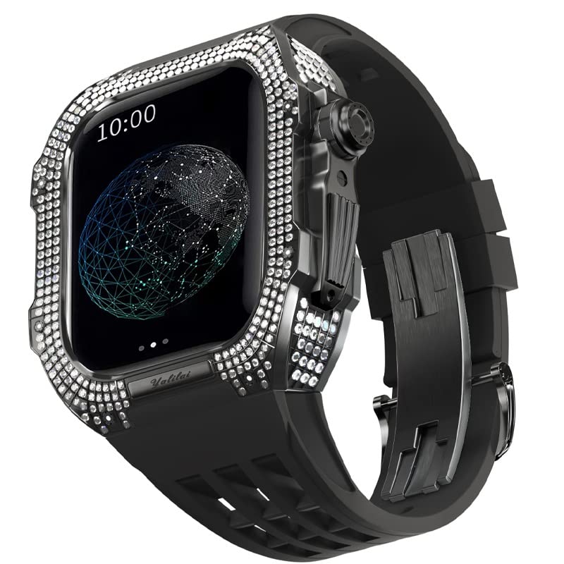 Bisel de titanio para Apple Watch 5 y 4 con kit de correa de goma