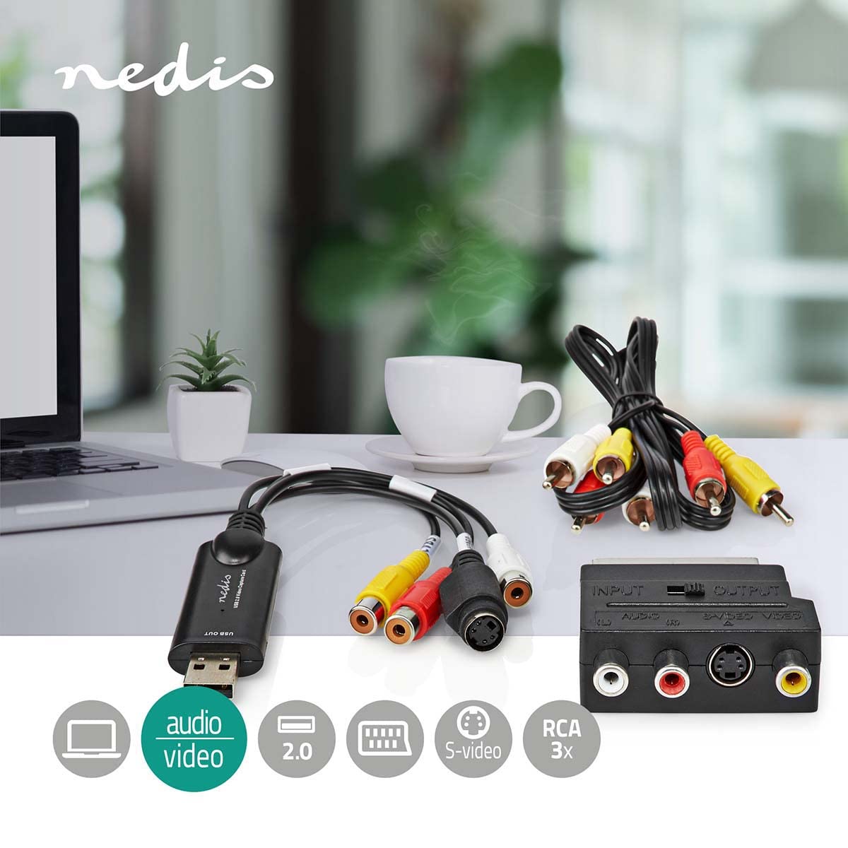 Nedis VGRRU101BK Video Grabber | USB 2.0 | 480p | A/V Cable/Scart