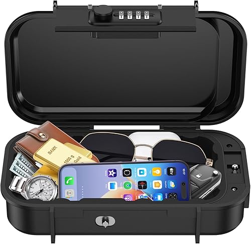 Caja de seguridad portátil para regalos de Navidad, caja de seguridad con combinación de 4 dígitos para viajes, caja de seguridad pequeña antirrobo